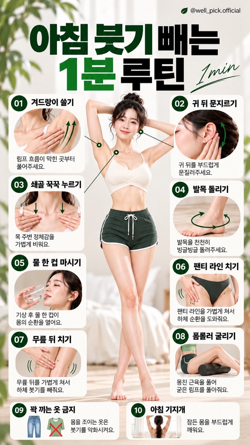 아침 붓기 빼는 1분 루틴 10